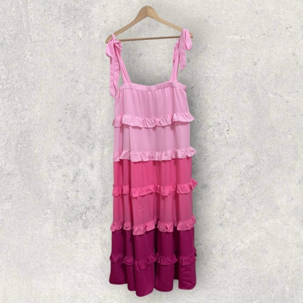 Fantastic fawn pink ombré ruffle maxi dress